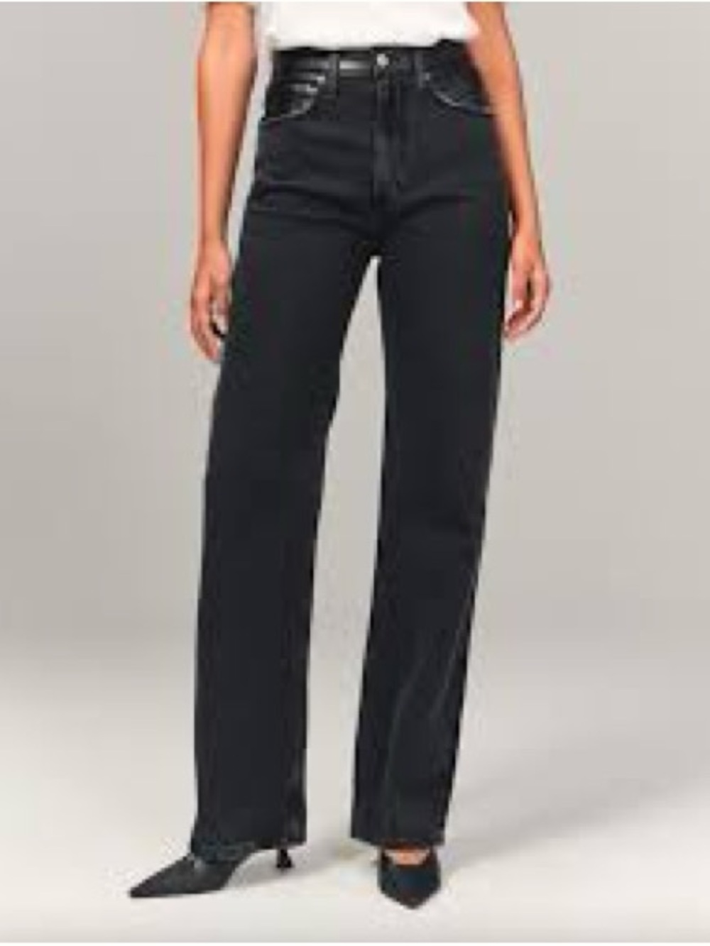 Abercrombie & Fitch Black 90s relaxed mixed media Wide-Leg Jeans size 12